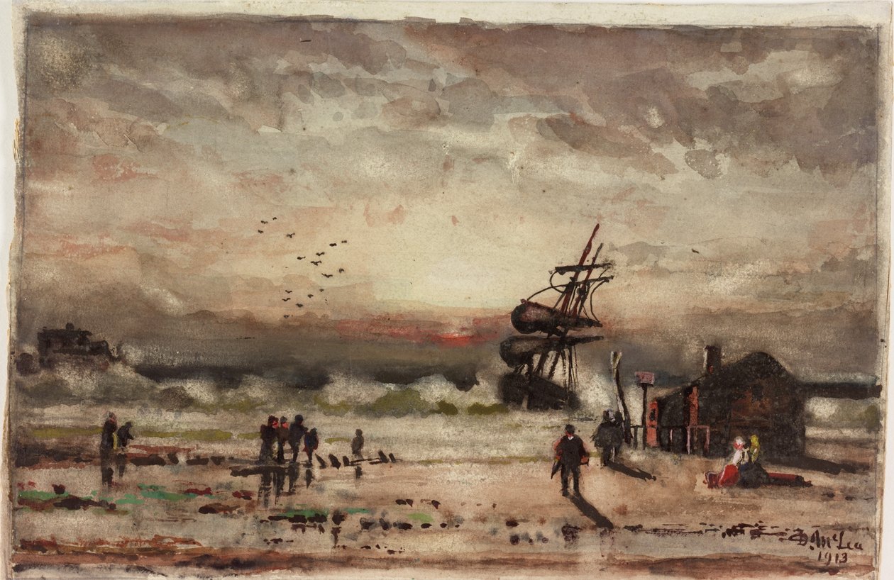 1980年代初頭にサウスシールズに孤立した「アイリス」（紙に水彩